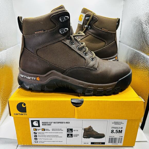 Carhartt Other - Carhartt Men's Rugged Flex 6" Waterproof Soft Toe Work Boot FF6013-M Size 8.5